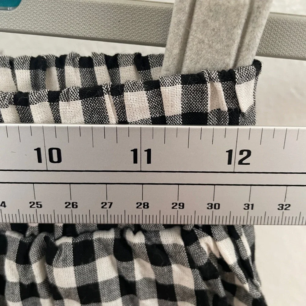 Drole de Copine Paris Gingham Elastic Waist Pants Black White‎ Check S/M